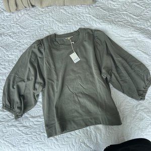 Splendid Eco Fleece Bubble Sleeve Pullover - Vintage Olive Green